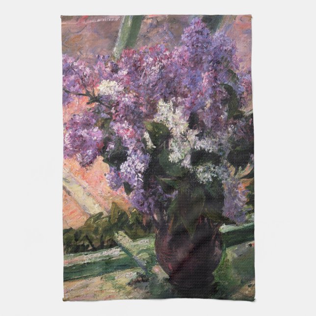 Mary Cassatt - Lilacs in a Window Tea Towel (Vertical)