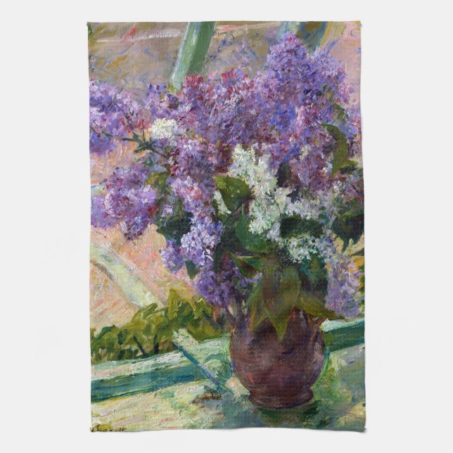 Mary Cassatt Lilacs in a Window Tea Towel (Vertical)