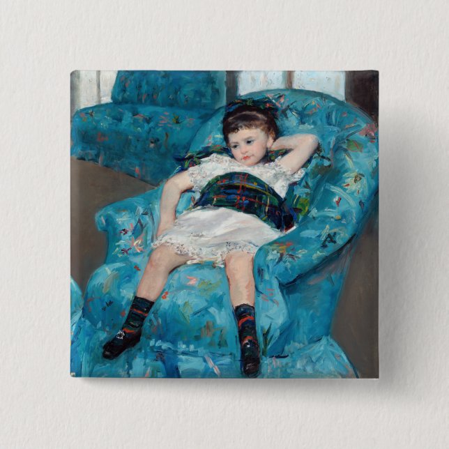 Mary Cassatt - Little Girl in a Blue Armchair 15 Cm Square Badge (Front)