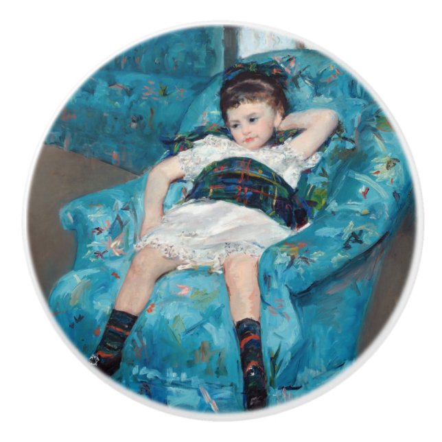 Mary Cassatt - Little Girl in a Blue Armchair Ceramic Knob (Front)