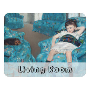 Mary Cassatt - Little Girl in a Blue Armchair Door Sign
