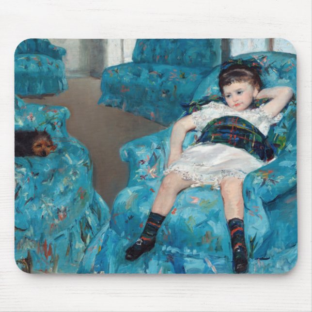 Mary Cassatt - Little Girl in a Blue Armchair Mouse Mat (Front)