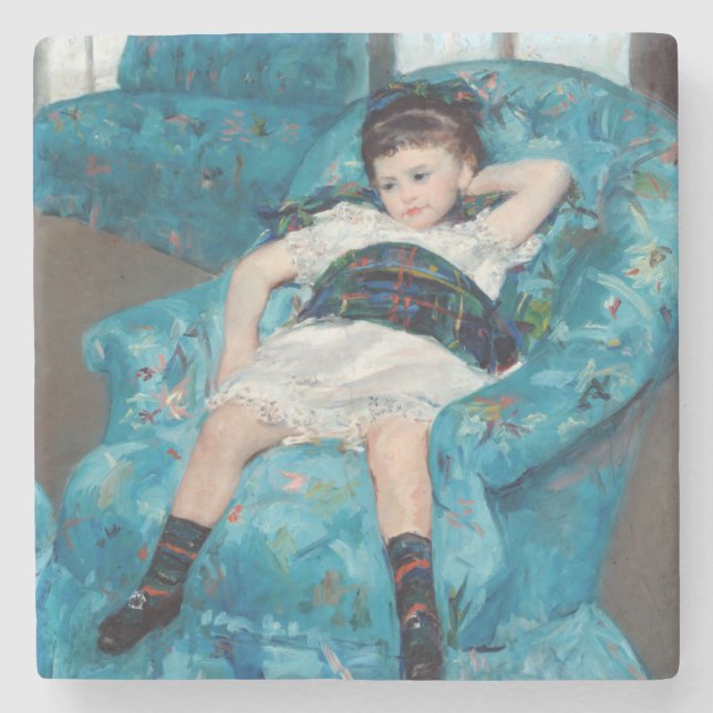 Mary Cassatt - Little Girl in a Blue Armchair Stone Coaster (Front)