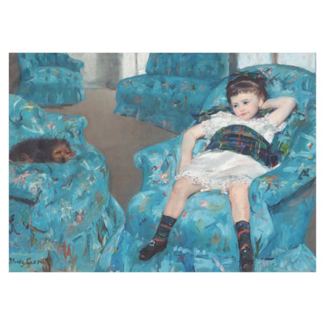 Mary Cassatt - Little Girl in a Blue Armchair Tablecloth (Front (Horizontal))