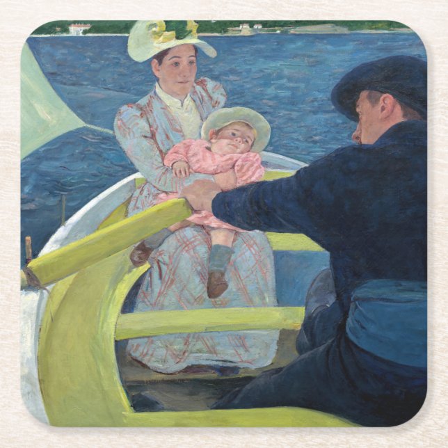 Mary Cassatt - The Boating Party Square Paper Coaster (Front)