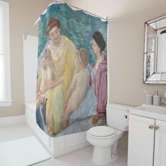 Mary Cassatt - Two mothers and children in a boat Shower Curtain (In Situ)