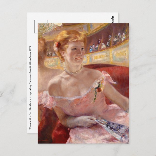 Mary Cassatt - Woman with Pearl Necklace in a Loge Postcard (Front/Back)