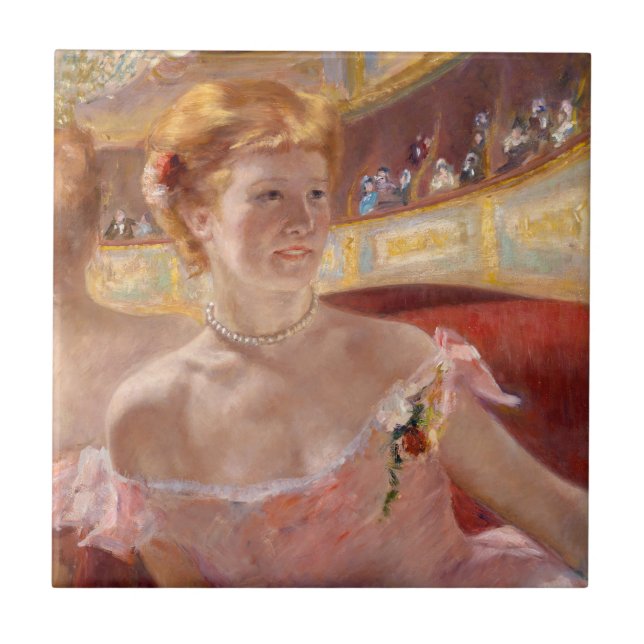 Mary Cassatt - Woman with Pearl Necklace in a Loge Tile (Front)