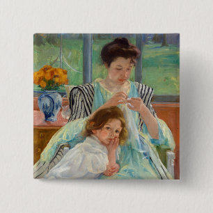 Mary Cassatt - Young Mother Sewing 15 Cm Square Badge