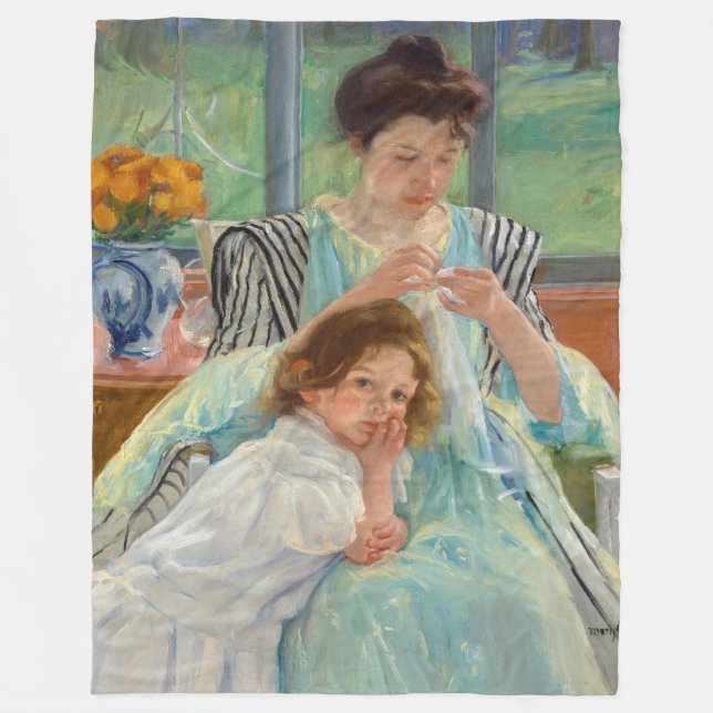 Mary Cassatt - Young Mother Sewing Fleece Blanket (Front)