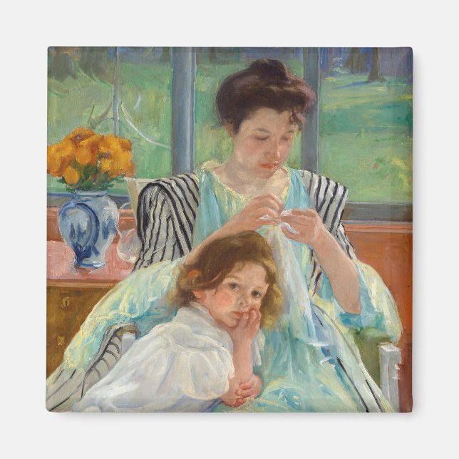 Mary Cassatt - Young Mother Sewing Magnet (Front)