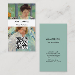 Mary Cassatt - Young Mother Sewing - QR Code Business Card