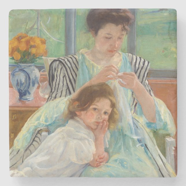 Mary Cassatt - Young Mother Sewing Stone Coaster (Front)