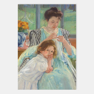 Mary Cassatt - Young Mother Sewing Wrapping Paper Sheet