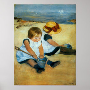 Mary Cassatt's Children on the Beach  (1884) Poster