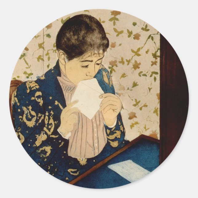 Mary Cassatt's The Letter (circa 1891) Classic Round Sticker (Front)