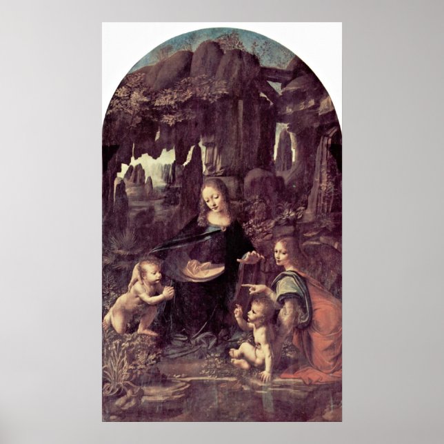 Mary, Christ child and angel by Leonardo da Vinci Poster (Front)