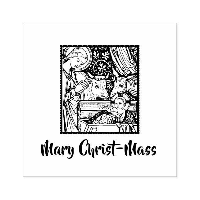 Mary Christ-Mass Nativity Traditional Art Rubber Stamp (Imprint)