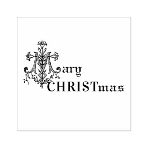 MARY CHRISTMAS Marian Cross Religious Catholic Rubber Stamp