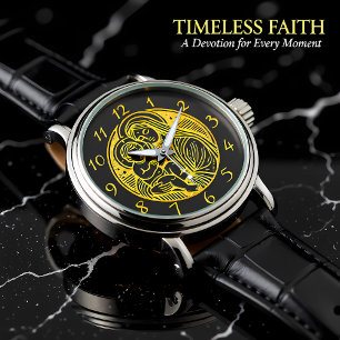 Mary Cradling The Infant Jesus Gold Watch