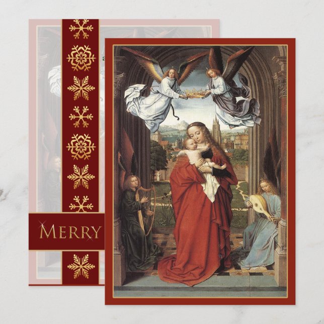 Mary Crowned by Angels - Vintage Christmas Holiday Card (Front/Back)