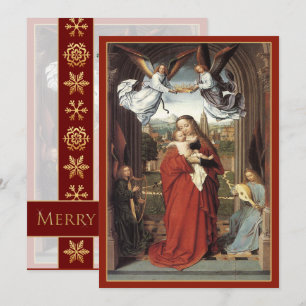 Mary Crowned by Angels - Vintage Christmas Holiday Card