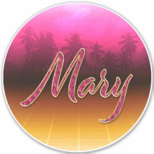 Mary First Name golden pink sticker sticker