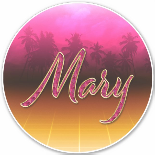 Mary First Name golden pink sticker sticker (Front)