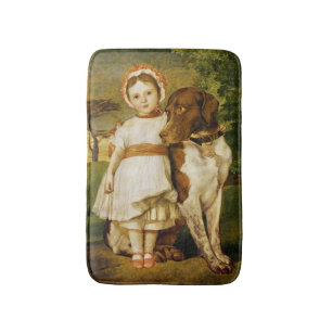 Mary Fox With Her Spanish Pointer Dog (G.F. Watts) Bath Mat