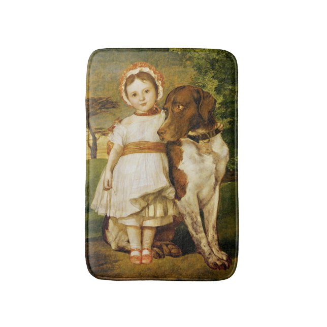 Mary Fox With Her Spanish Pointer Dog (G.F. Watts) Bath Mat (Front Vertical)
