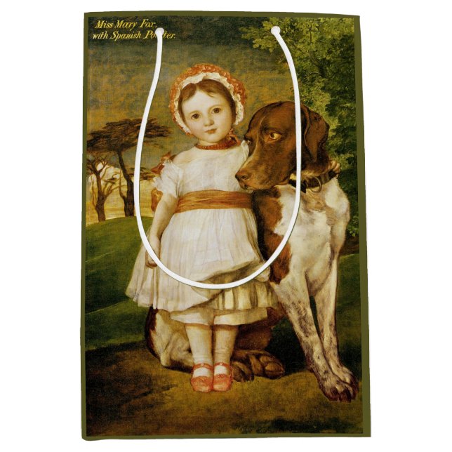 Mary Fox With Her Spanish Pointer Dog (G.F. Watts) Medium Gift Bag (Front)