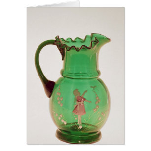 Mary Gregory green jug with fired enamel