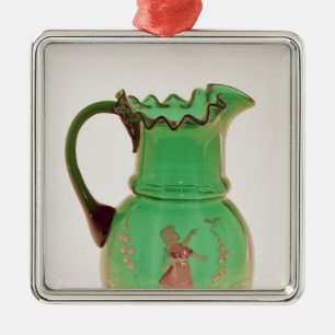 Mary Gregory green jug with fired enamel Metal Tree Decoration
