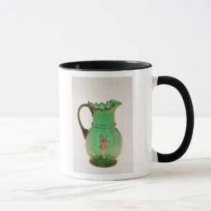 Mary Gregory green jug with fired enamel Mug