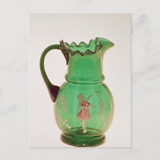Mary Gregory green jug with fired enamel Postcard (Front)