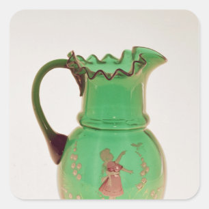 Mary Gregory green jug with fired enamel Square Sticker