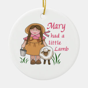 MARY HAD A LITTLE LAMB CERAMIC TREE DECORATION