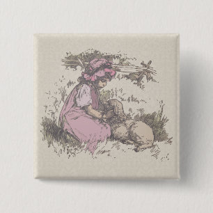 Mary Had a Little Lamb Nursery Rhyme 15 Cm Square Badge