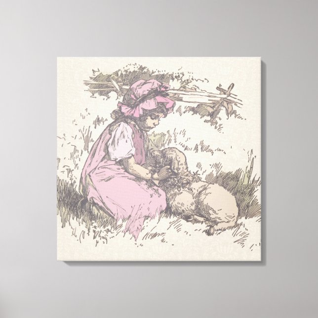 Mary Had a Little Lamb Nursery Rhyme Canvas Print (Front)
