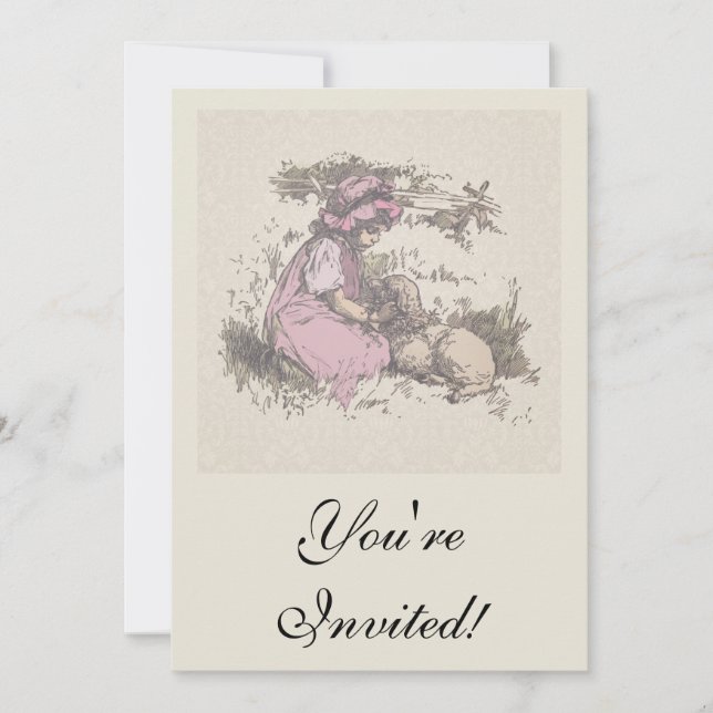 Mary Had a Little Lamb Nursery Rhyme Invitation (Front)