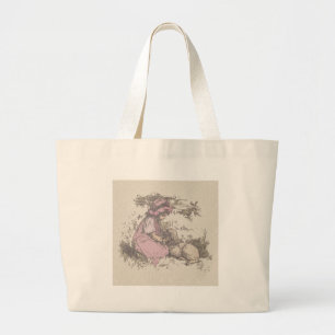 Mary Had a Little Lamb Nursery Rhyme Large Tote Bag