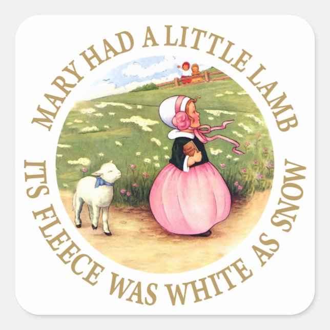Mary Had a Little Lamb Square Sticker (Front)