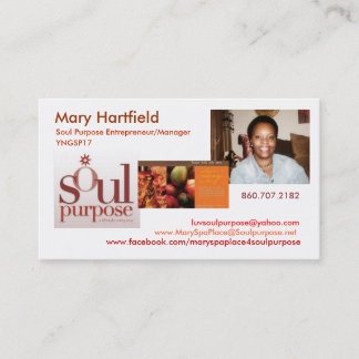 Mary Hartfield  Soul Purpose Business Card