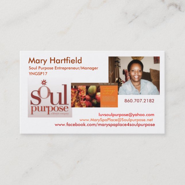 Mary Hartfield  Soul Purpose Business Card (Front)