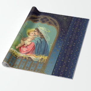 Mary Holding The Baby Jesus Wrapping Paper