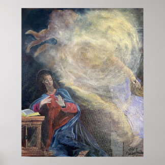 Mary is visited by the angel poster