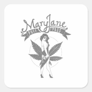 Mary Jane Puff Pass Woman Artwork grey Square Sticker