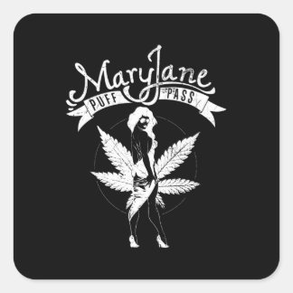 Mary Jane Puff Pass Woman Artwork white Square Sticker