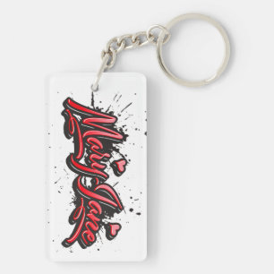 Mary-Jane red Heart Graffiti Key Supporters Ring