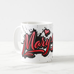 Mary-Jane red Heart Graffiti Tasse Kaffeetasse Coffee Mug